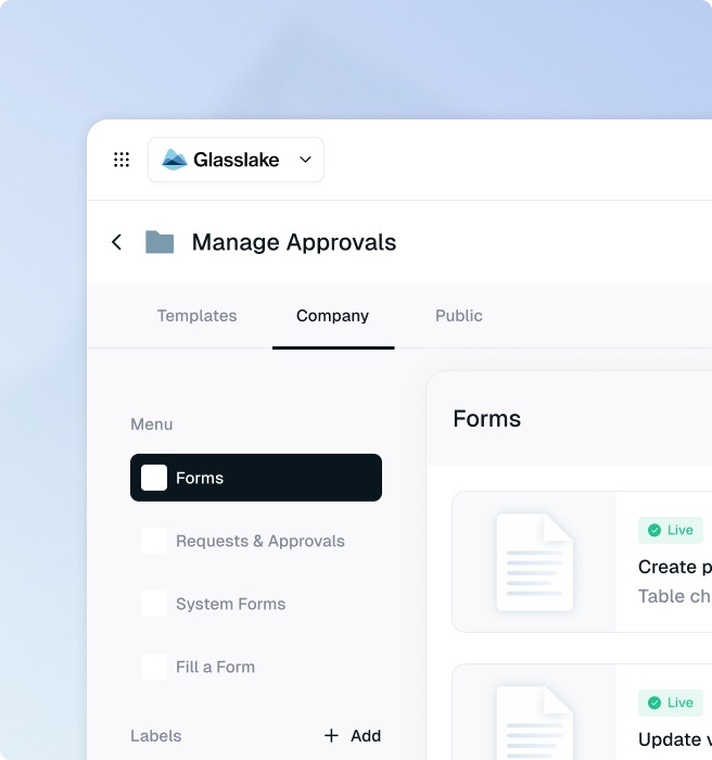 Approval and governance controls in Glasslake