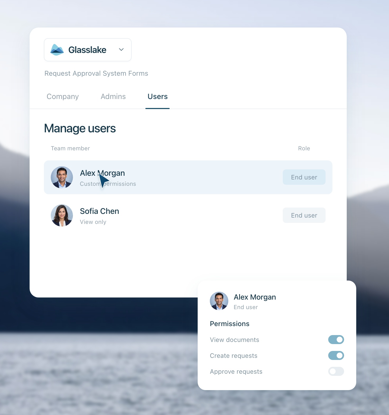 User management and access permissions in Glasslake
